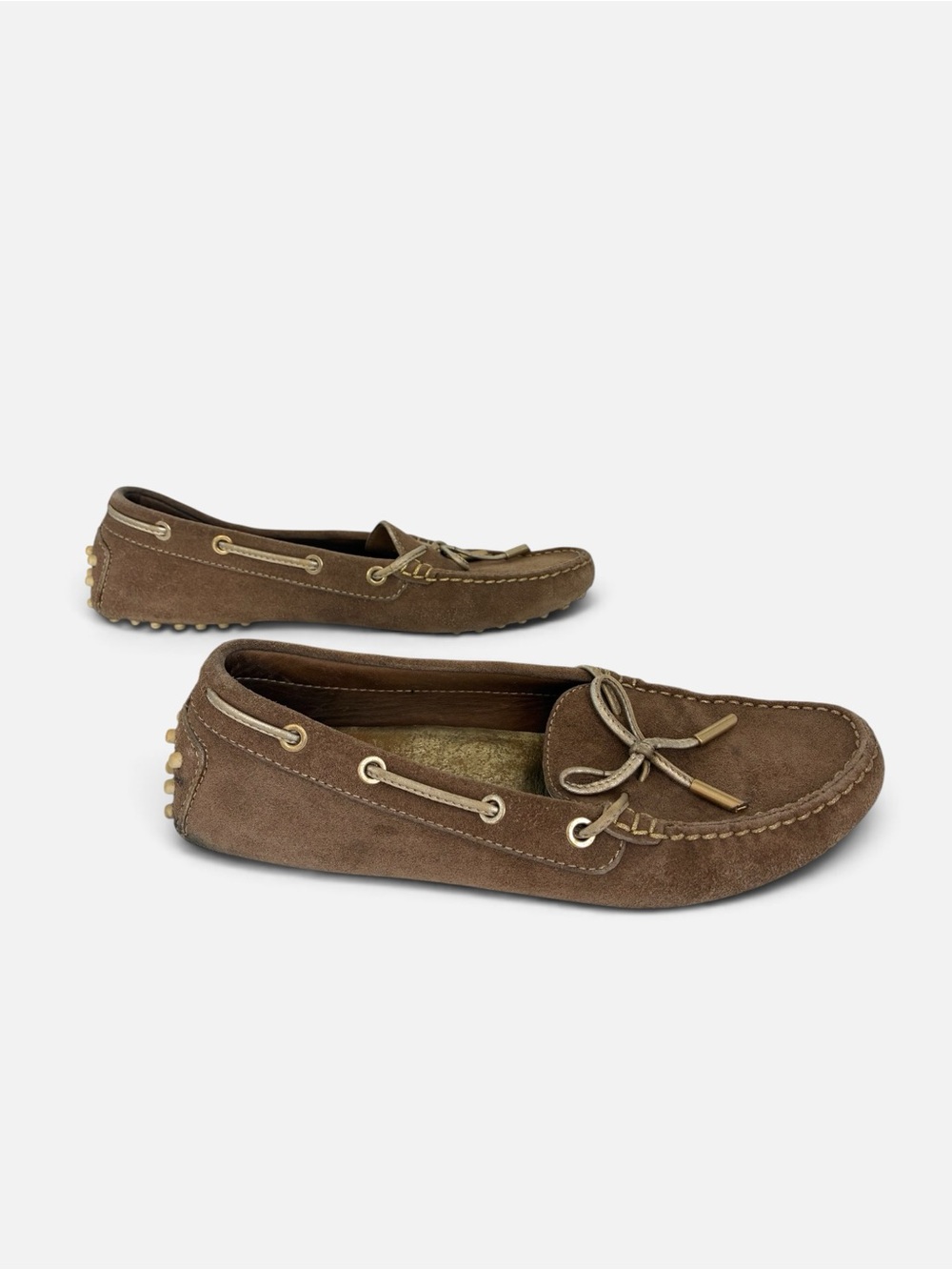 Tod's Brown Suede Bow Moccasin Loafers - Picture 2 of 5